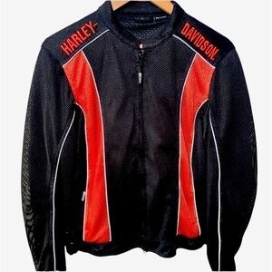 BHarley-Davidson RACING Black & Red  Mesh Riding Jacket Sport